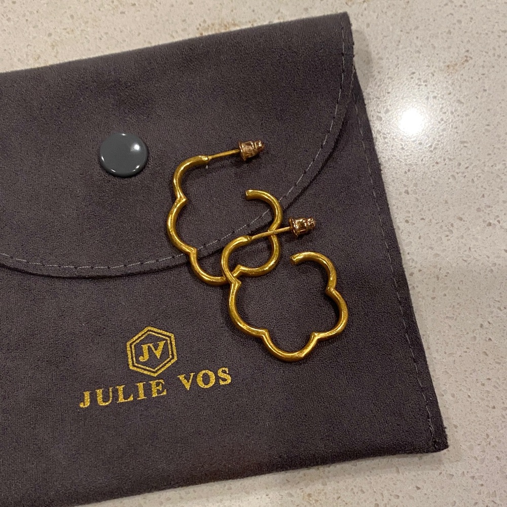 Julie Vos Gold Clover Hoop Earrings